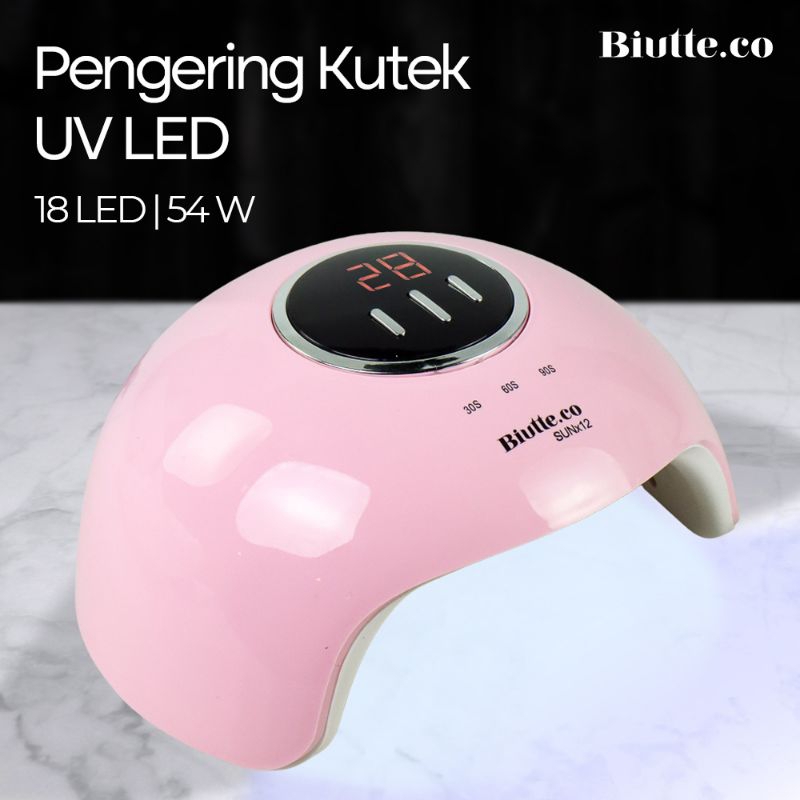 gs8a Biutte.co sun pengering kutek kuku uv led nail dryer 54w x12 pink Or-i