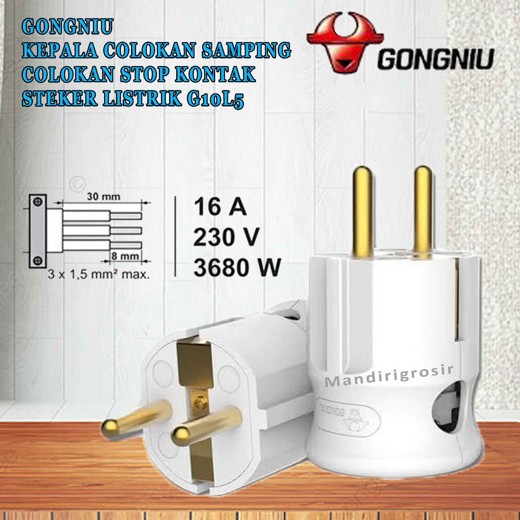 Kepala Colokan Samping* GONGNIU* Colokan Stop Kontak* Steker Listrik G10L5