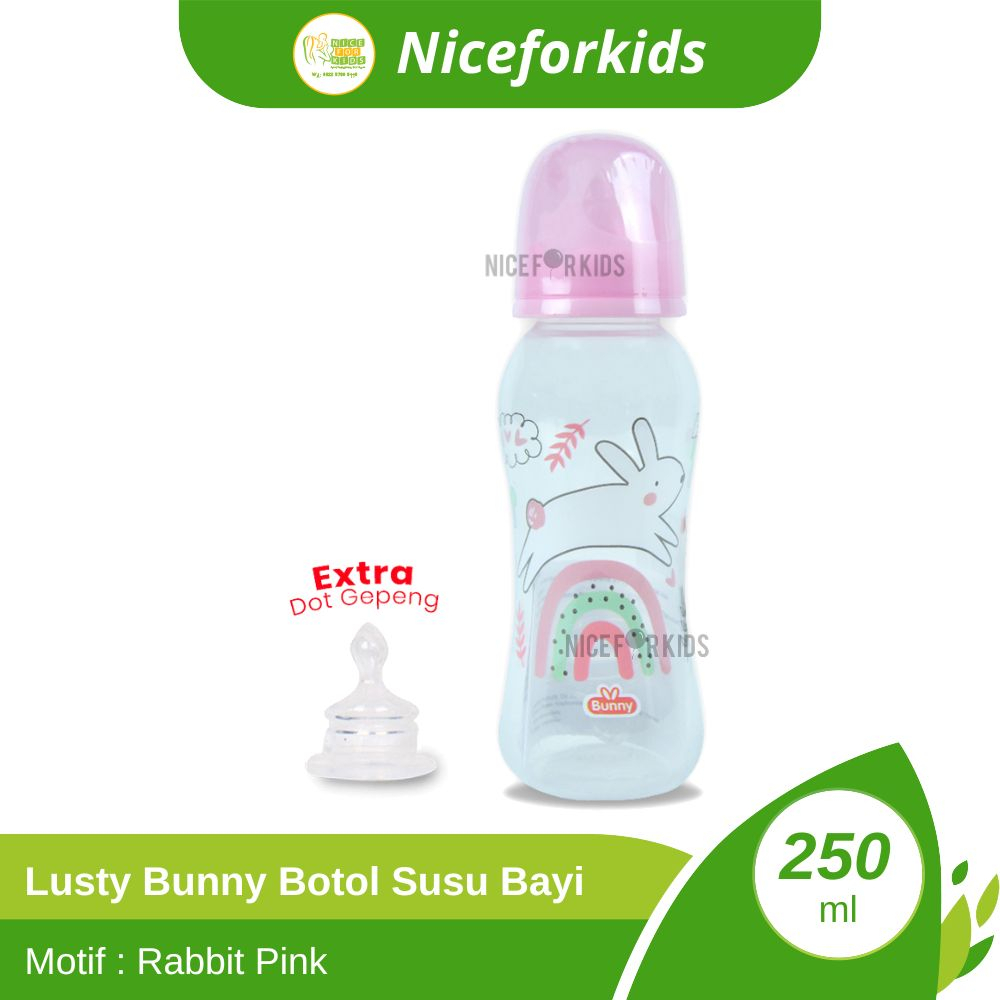 Lusty Bunny Bottle 125 ml / Lusty Bunny Bottle 250 ml / Botol Susu Bayi / Free Dot Gepeng