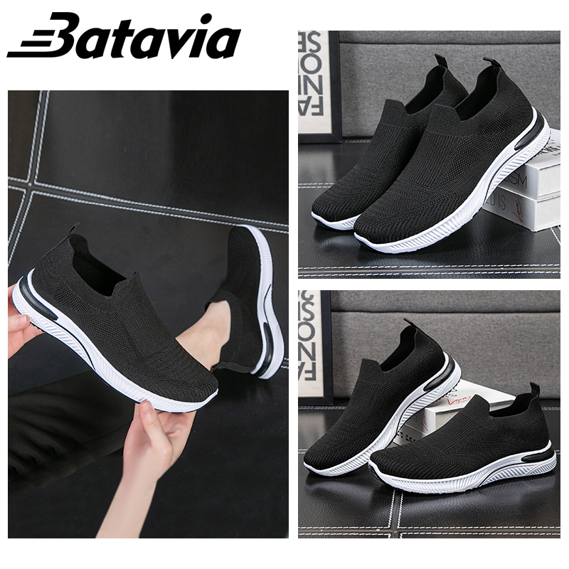 Batavia baru impor sepatu sneakers pria sepatu rajutan bernapas sepatu olahraga fashion kasual sepatu olahraga pria sepatu joging pria dewasa sepatu olahraga siswa sepatu sepatu pria sepatu pria ringan B19