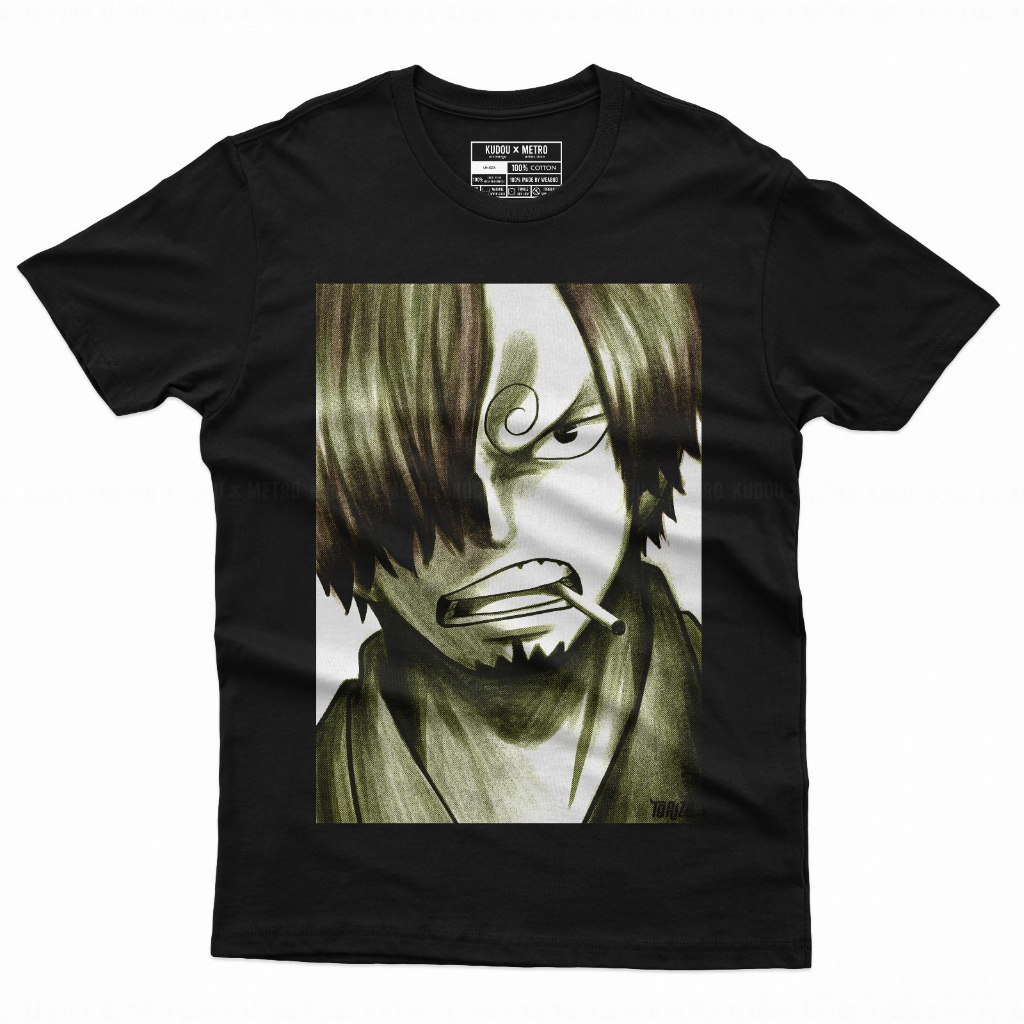 TORIZU Tshirt Sanji Brush Black Anime Manga One Piece Mugiwara Premium Unisex