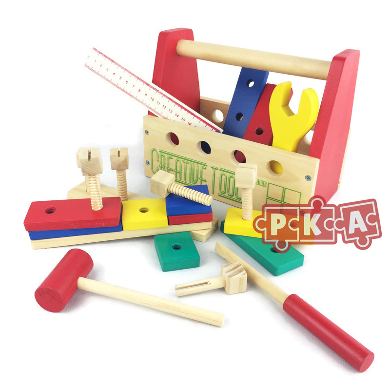 Mainan Anak Kayu Alat Tukang Tools Set Toolbox Perkakas Pertukangan