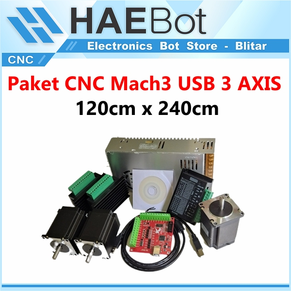 [HAEBOT] Paket CNC Mach3 USB Set 3 TB6600 Nema 23 1.89Nm Stepper PSU Bitsensor Router Engraver Laser
