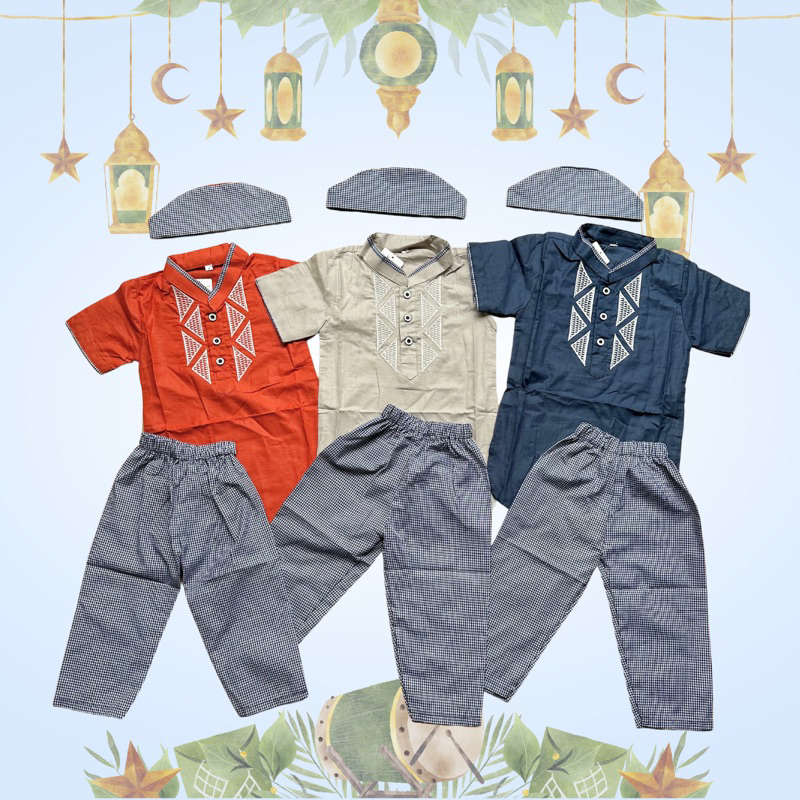 BABYSHWN - baju kokoh bayi set peci | baju lebaran bayi