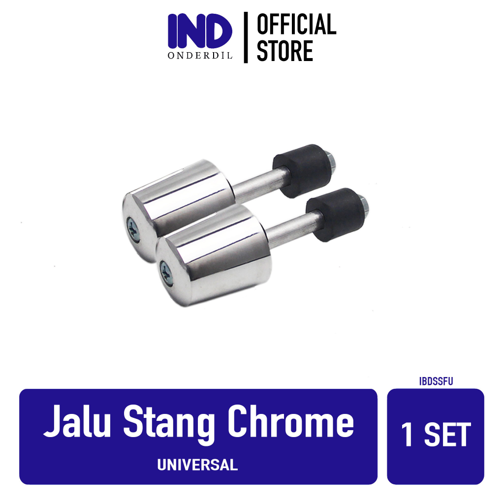 Jalu Stang Chrome PCX Jumbo Mini Thunder Satria FU Shogun Motor Matic Bebek-Sport Universal Bandul Tutup Ujung Setang Beat-FI-F1-Street-eSP &amp; Vario 150-125 LED Silver Besar Kecil