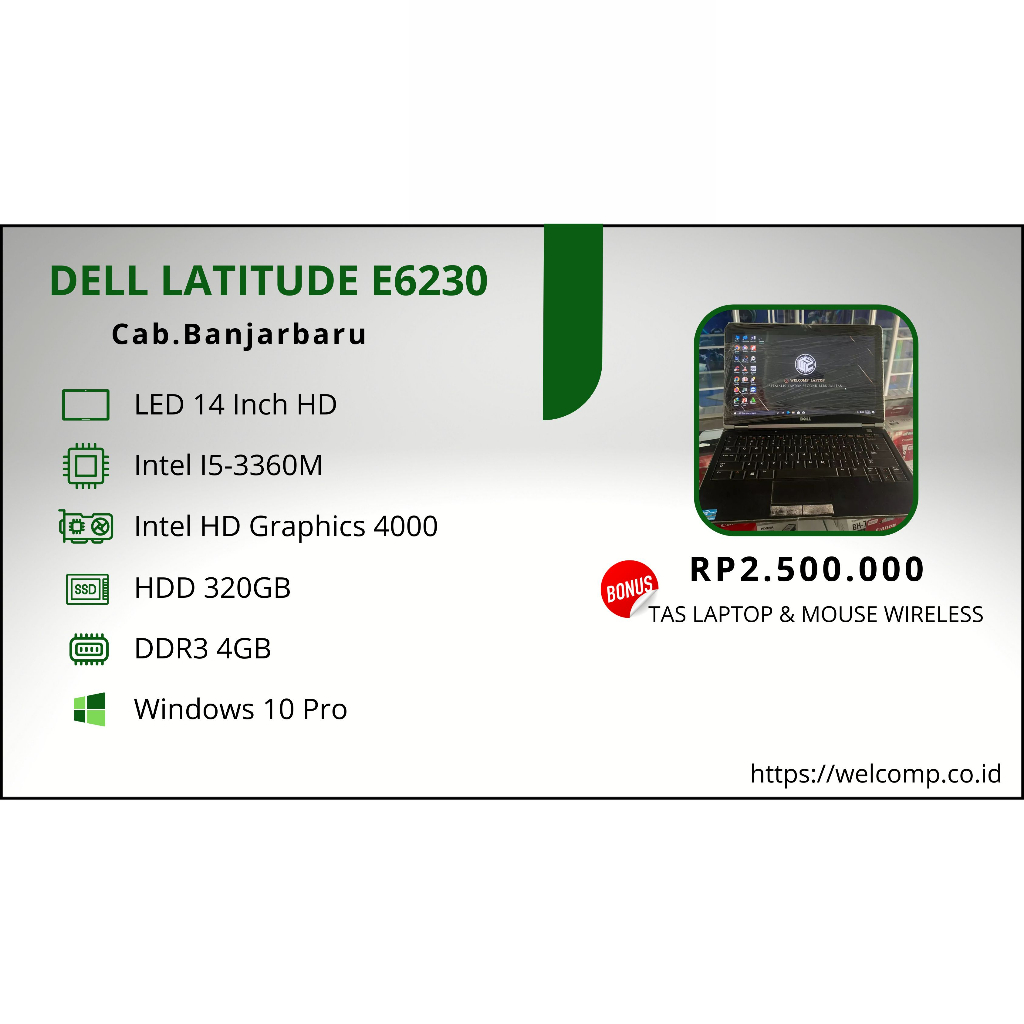 Laptop 2ND Dell Latitude Second Bergaransi 1 Tahun