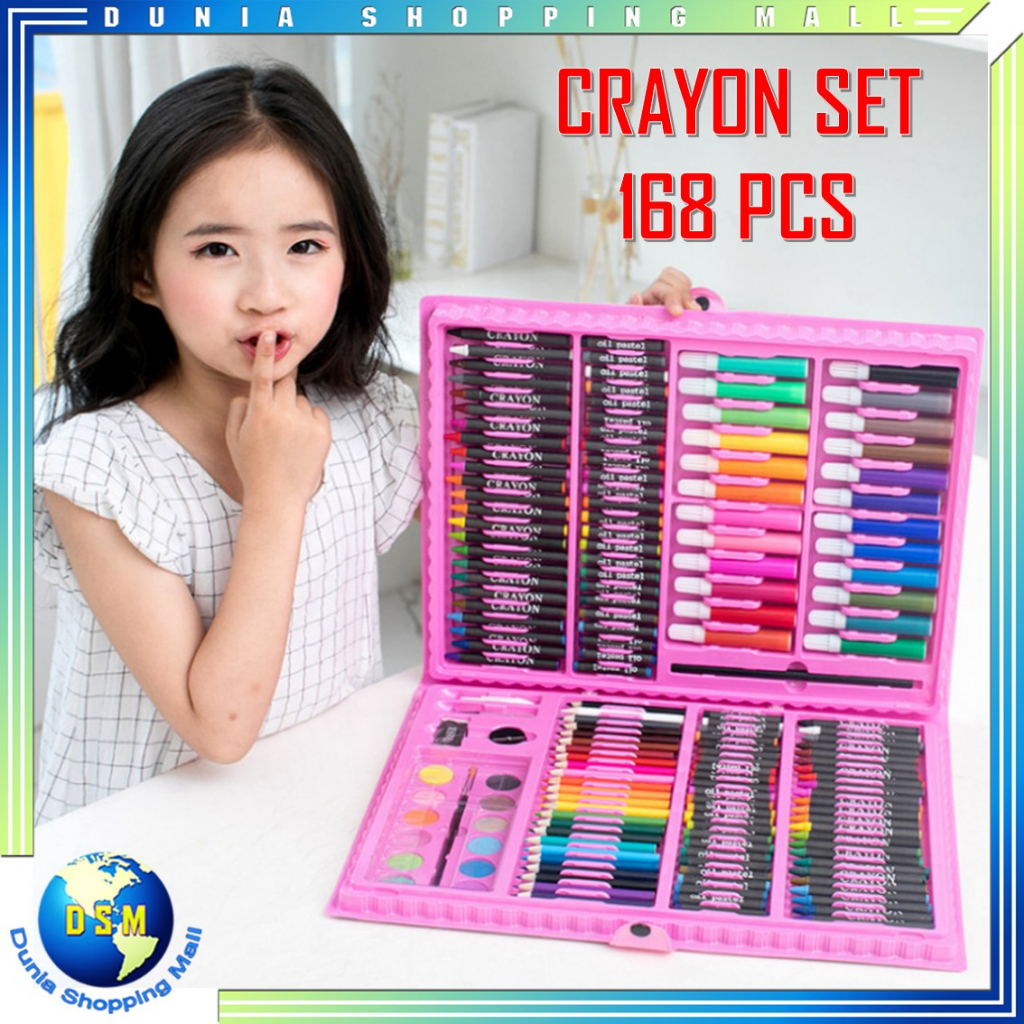 

DSM HC Drawing Set 168Pcs Oil Pastel Crayon 168 IN 1 Set Krayon Mewarnai dan Melukis Lengkap dengan Cat Air Alat Mewarnai Anak Anak Bentuk Koper