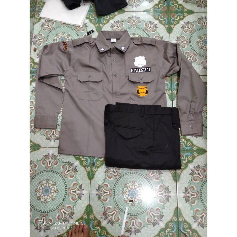 stelan seragam satpam pdl pdh terbaru 2023_2024 PDL  stelan baju scurity baru cream coklat murah model lengan panjang lengan panjang pendek warna coklat krem bahan tebal cod