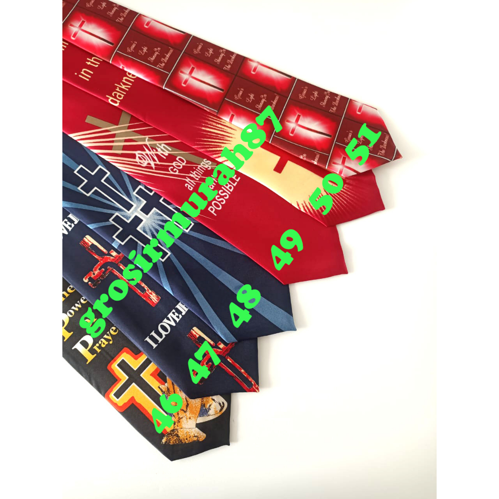 Dasi Motif Rohani salib natal paskah instant dan manual ready stok hitam navy merah silver