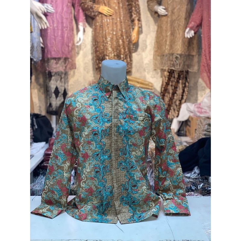 COD//KEMEJA LENGAN PANJANG//KEMEJA BATIK//KEMEJA BATIK BIRU DAN HIJAU //TERLARIS