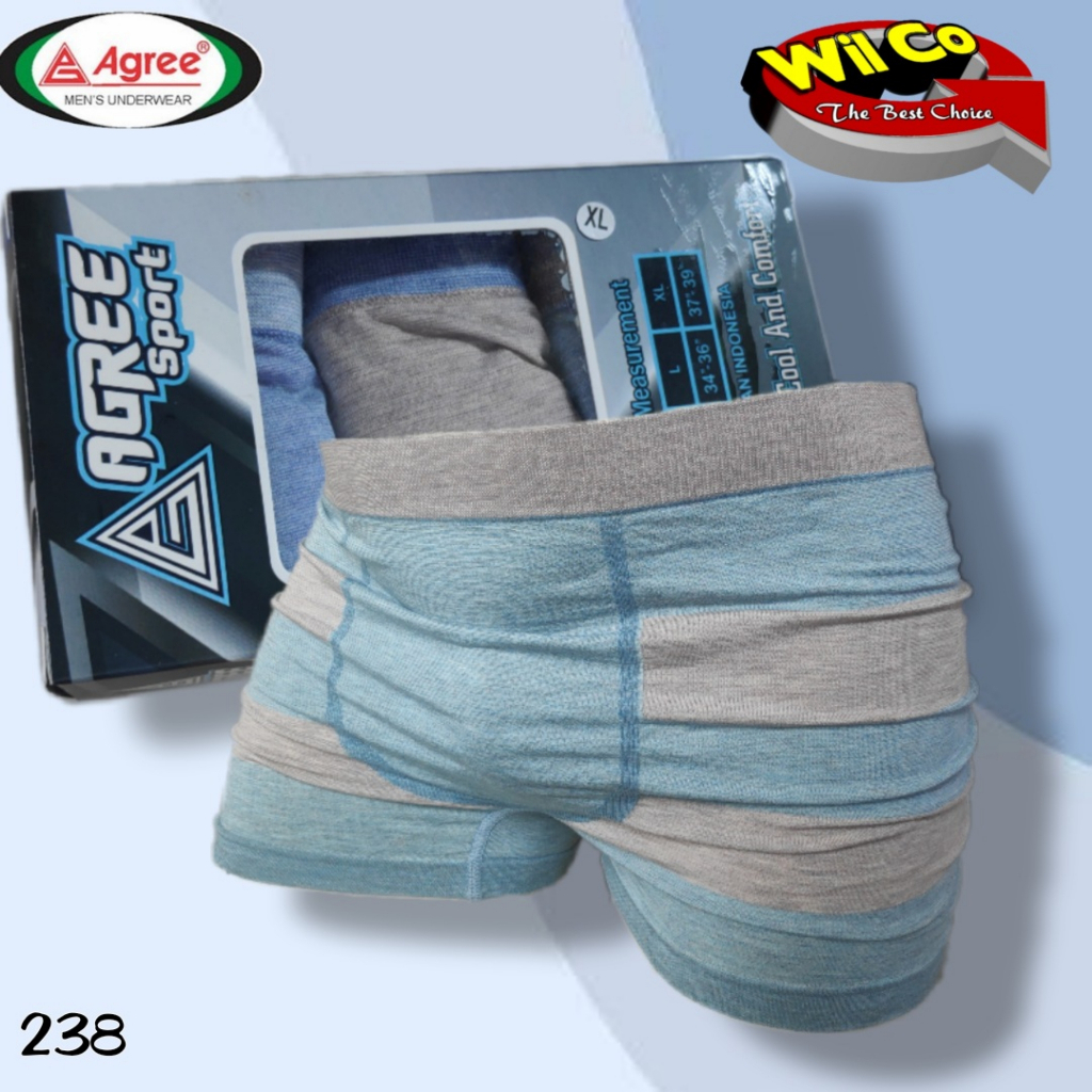 K238 - [Harga Per 1 Potong] CELANA DALAM [BOXER] PRIA AGREE SIZE M - XL