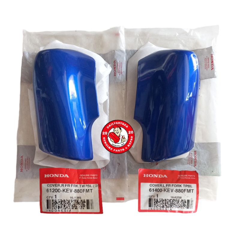 COVER TUTUP SKOK SHOCK SPAKBOR DEPAN BIRU TUA HONDA SUPRA FIT X 100 ORIGINAL ORI 61400-KEV-880FMT