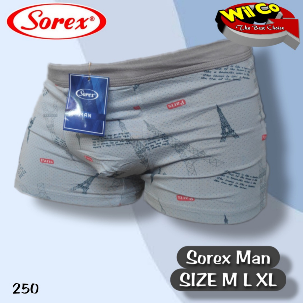 K250D - (DIJUAL PER 2 Pcs) CELANA DALAM BOXER PRIA SOREX DENGAN GAYA MODERN SIZE M - XL