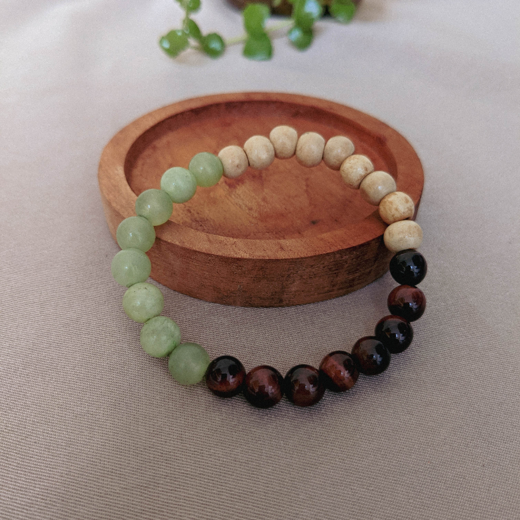 Gelang Batu Tiger Eye Aromaterapi Manik Kayu