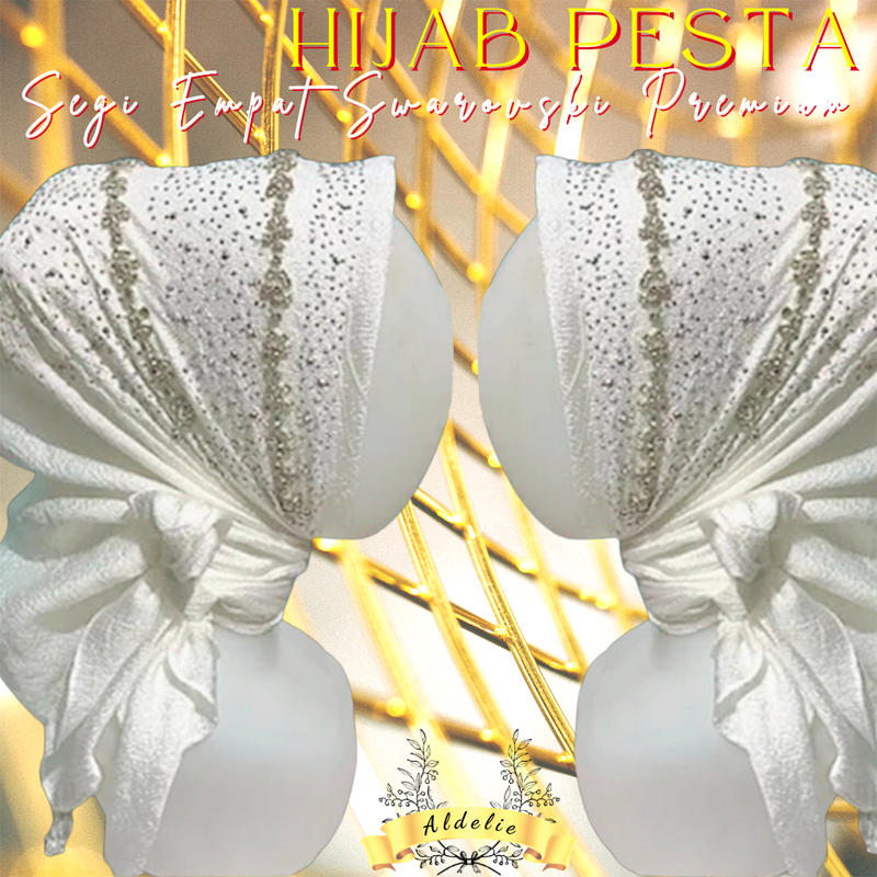 HIJAB PESTA SEGIEMPAT MEWAH GLAMOUR TERBARU MOITF PAYET SWAROVSKI PREMIUM JILBAB KONDANGAN ELEGAN TE