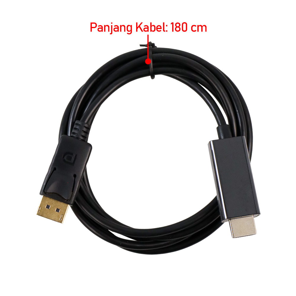 Kabel Adaptor Displayport ke HDMI 180 cm - DP102 - Black