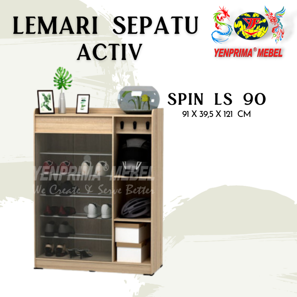 [YENPRIMA] LEMARI SEPATU KACA SPIN LS 90 / LEMARI SEPATU 5 SUSUN ACTIV/RAK SEPATU MURAH/RAK SEPATU M