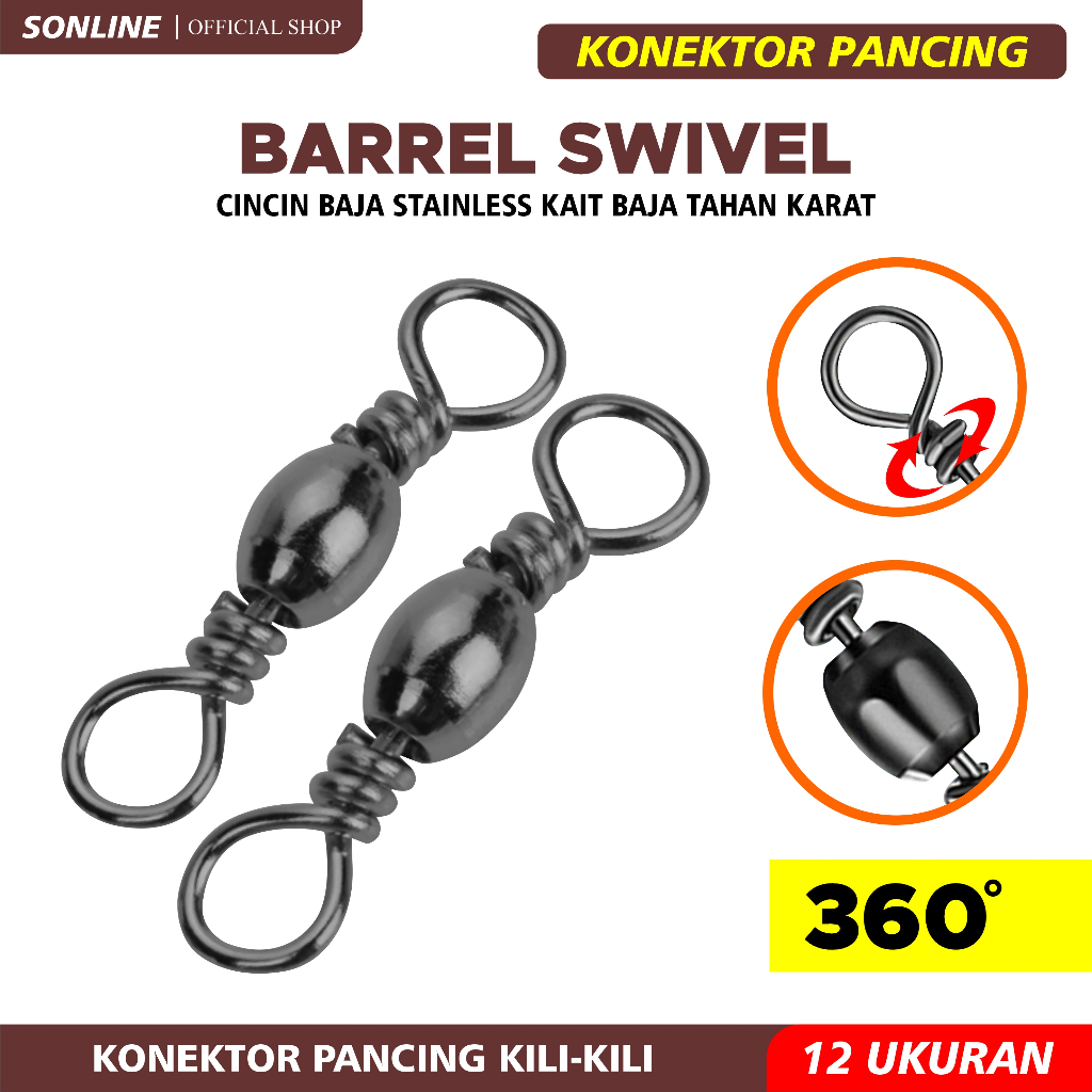 SONLINE Konektor Kilikili Barrel Swivel 305 Meterial Pure Brass Kilikili Pancing Connector