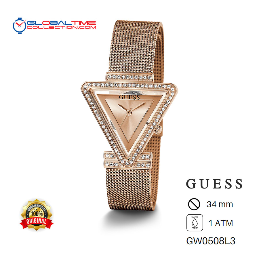 Jam Tangan Wanita GUESS GW0508L3 Rantai Pasir Bodi Rose Gold Mata