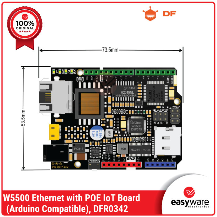 DFRobot W5500 Ethernet with POE IoT Board V2.0 (Arduino Compatible)