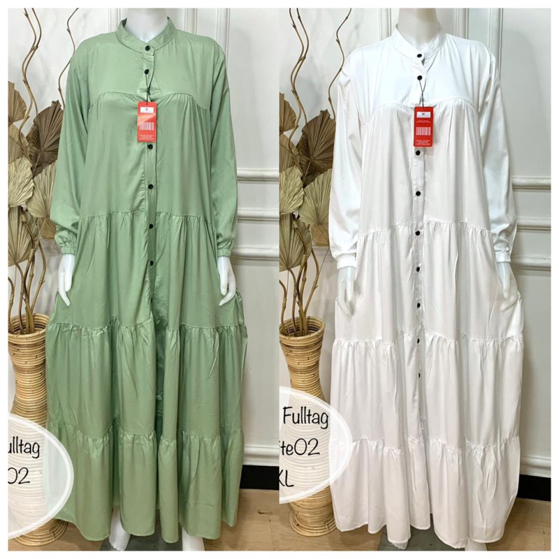 Gamis Jumbo Rayon Twill Premium Gamis Rample Susun ORI Sage Green 3C