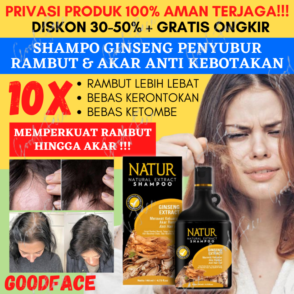 SAMPO ANTI RONTOK KETOMBE NATUR SHAMPOO GINSENG 140ML ORIGINAL BPOM