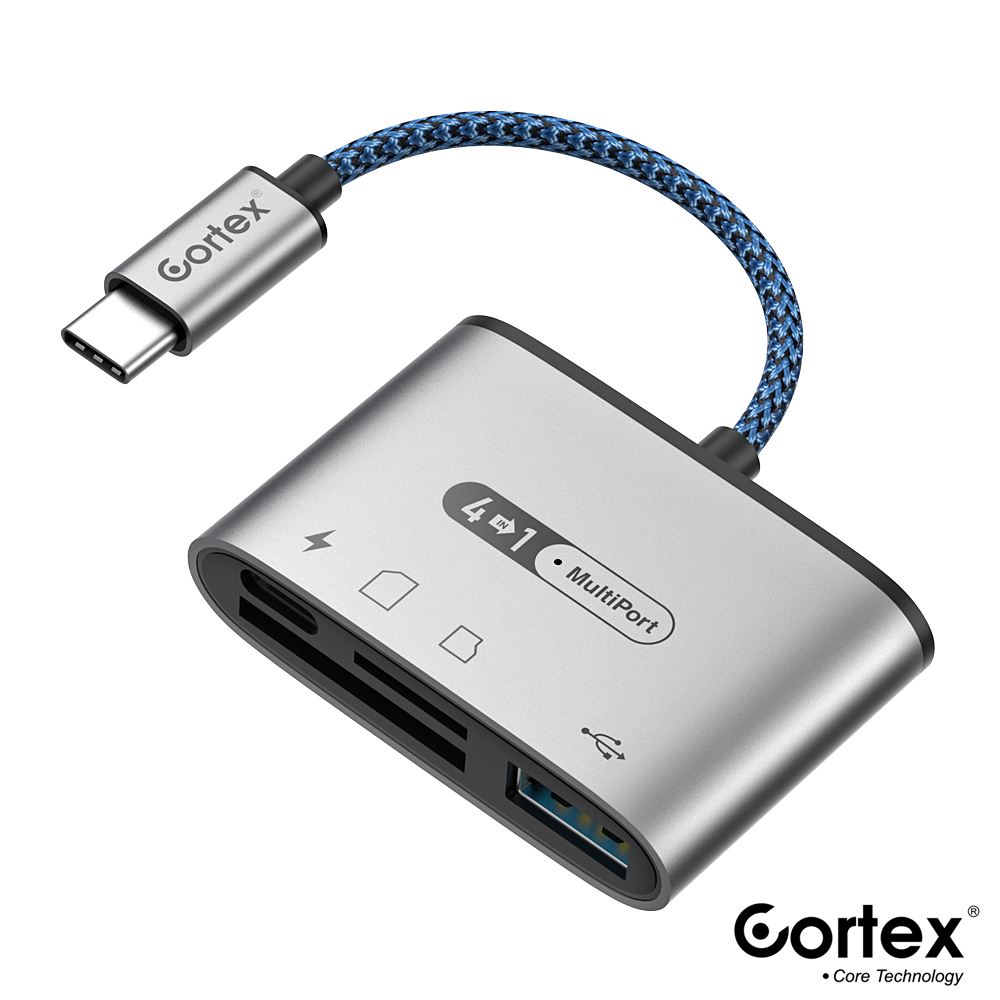 Cortex MH371 USB C/Type-C To USB 3.0 + SD/TF Card + 60W Charging 4in1 Reader Adapter