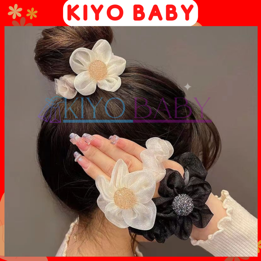 S-014 || SCRUNHIE RAMBUT MOTIF BUNGA JARING/IKAT RAMBUT WANITA KOREA/KARET RAMBUT LUCU