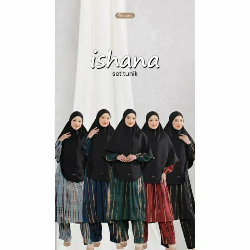 Tunik Dan Gamis Ishana Set Tunik dan celana Panjang Ori Audina/Setelan Tunik Jumbo Bahan Rayon Premi