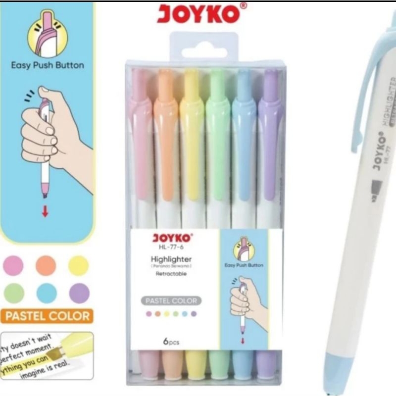 

Penanda Berwarna Highlighter Joyko HL-77-6 Warna Pastel Color