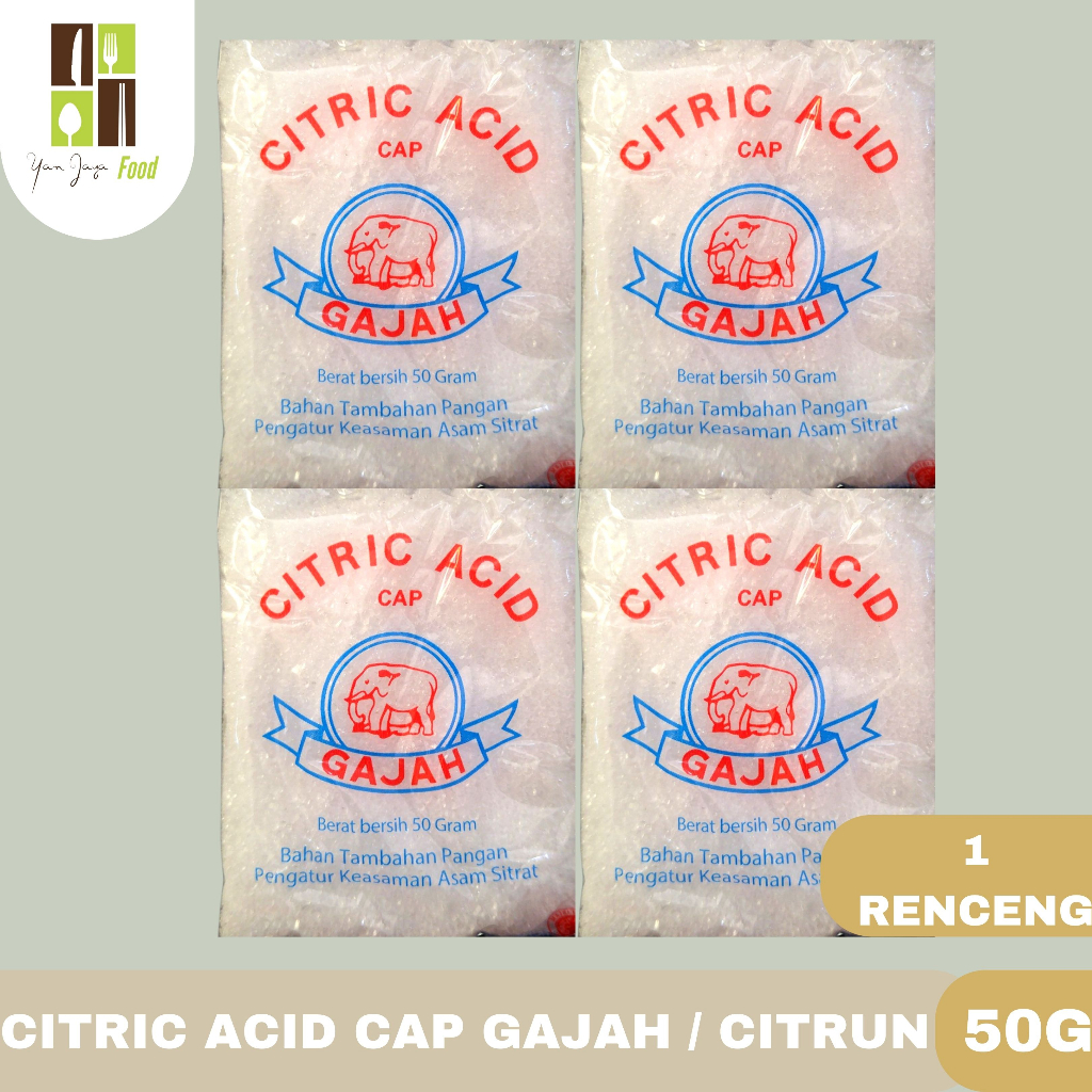 Citric Acid Cap Gajah / Citrun / Sitrun/ Asam Sitrat Sachet 50g