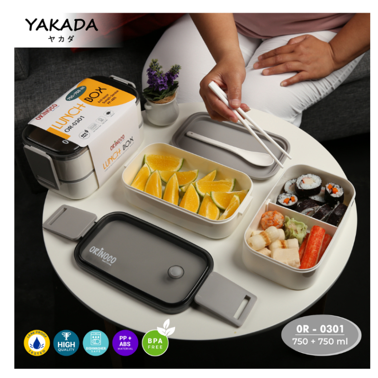 Kotak Makan Besar Dua Susun 1500 ML Lunch Box Anti Tumpah | OR-0301