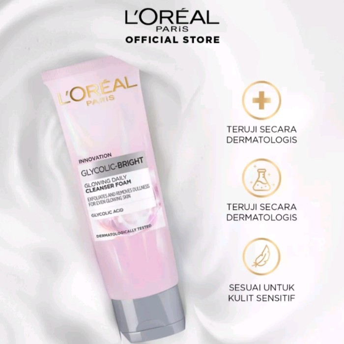 LOREAL GLYCO BRIGHTENING CLEANSER FOAM SABUN WAJAH FACIAL WASH 100ML