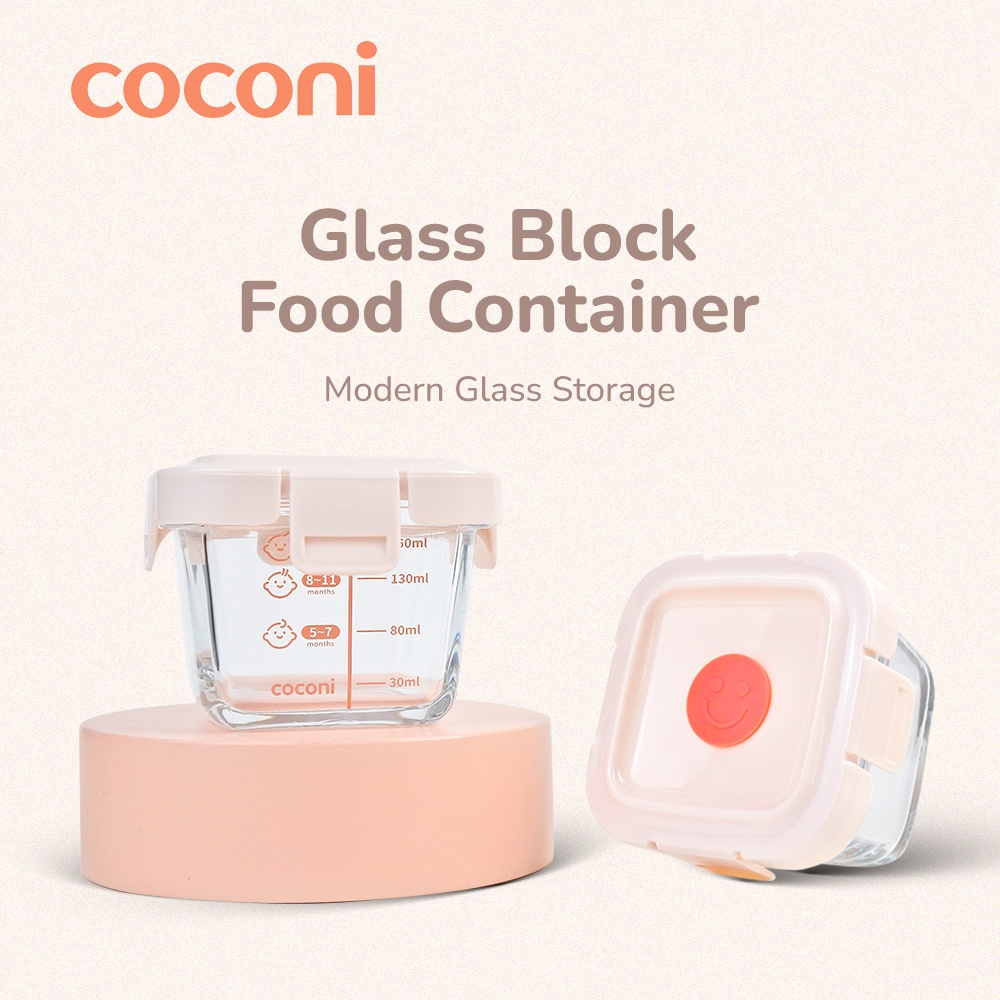 COCONI Baby Food Glass Container 3 Pcs x 160ml | Wadah Penyimpanan Makan Kaca Anak MPASI Kedap Udara