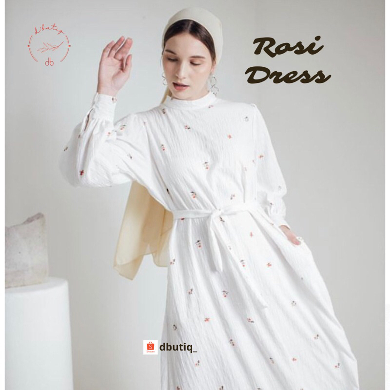 Gamis wanita lengan panjang rosi dress motif bunga bahan crinkle premium