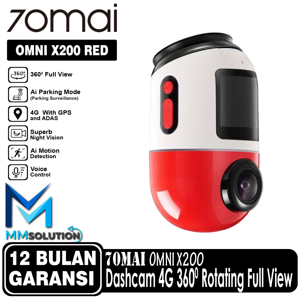 70mai Dash Cam OMNI X200 360° Full View 4G Connect HD 1080P FOV 140°