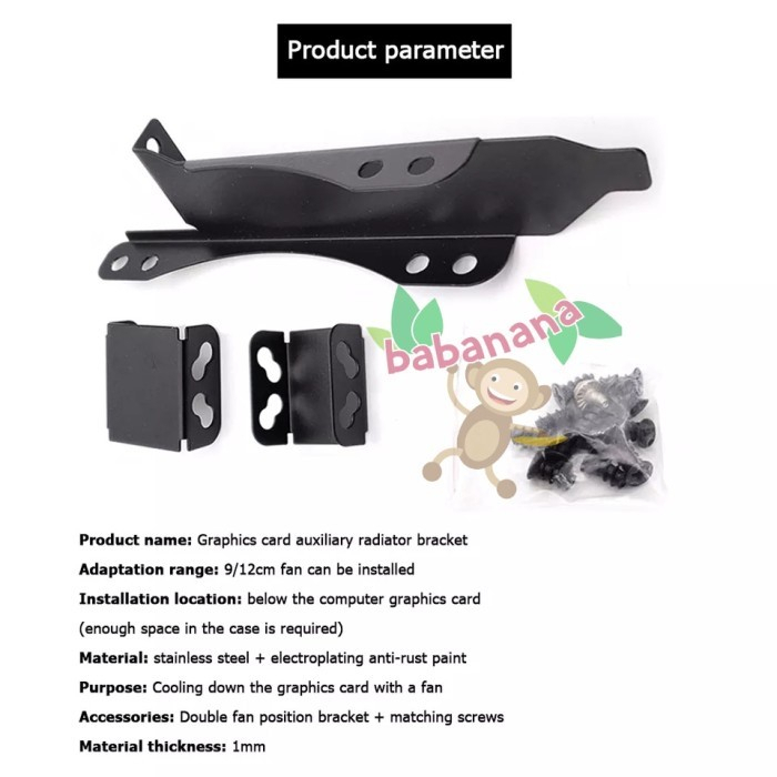 PCI BRACKET FAN KIPAS COOLING 12CM DUAL FANS VGA GPU MOUNTING COOLER