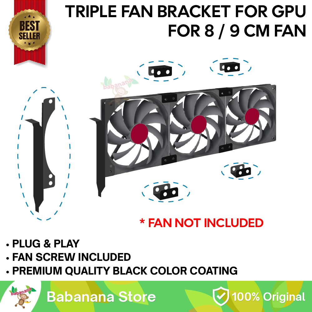 Bracket VGA PCI 3 Fan extension 80 90 mm TIDAK TERMASUK FAN