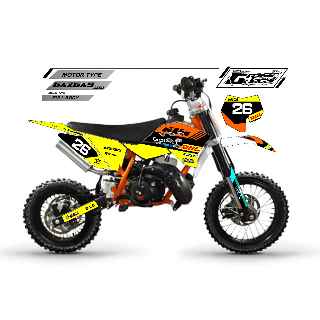 Decal Sticker Striping Mini trail Gazgas 50cc / KTM 50cc / SSR 50cc Free Custom