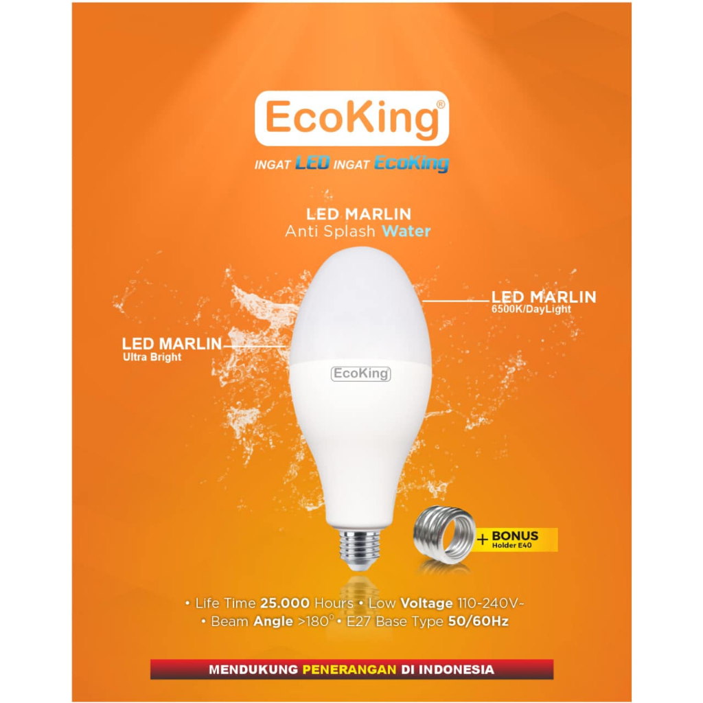 Ecoking lampu LED marlin 40W &amp; 50W Watt E27 E40 Bola Lampu jalan