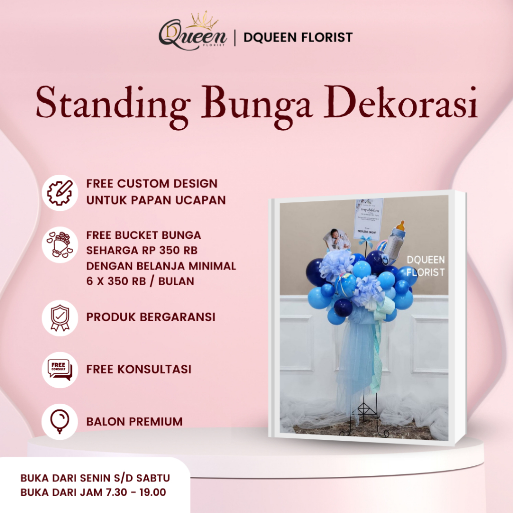 DQueen Florist Standing Flower Ulang Tahun Bunga Dekorasi Wedding Flowers Besi