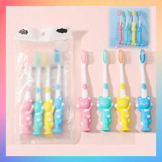 Sikat Gigi Anak Extra Soft Travel Toothbrush Double Care Sikat Gigi Halus Lembut Karakter Beruang Lucu Import Murah