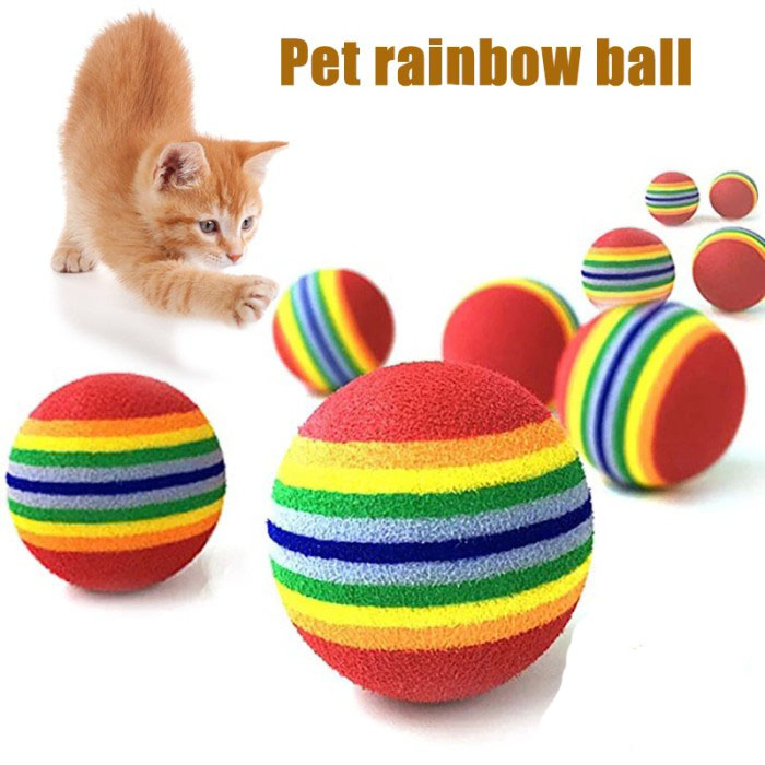 Mainan Kucing Bola Import Gigitan Rainbow Ball Garukan Mainan Kucing Kitten Anjing Dog Toys Cat Mainan Gigitan Kucing Burung Hamster Warna Warni Pelangi