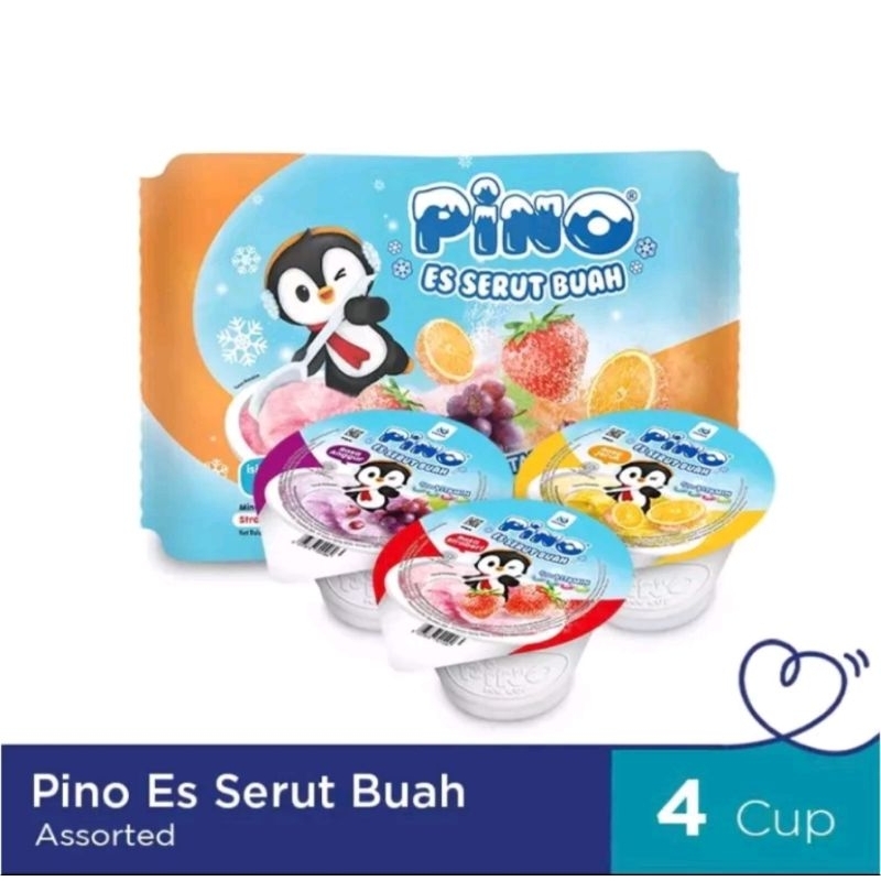 

Pino Es Serut Buah (1 Pack Isi 4 Cup @50ml) - Pino Ice Cup Rasa Anggur, Stroberi, Jeruk