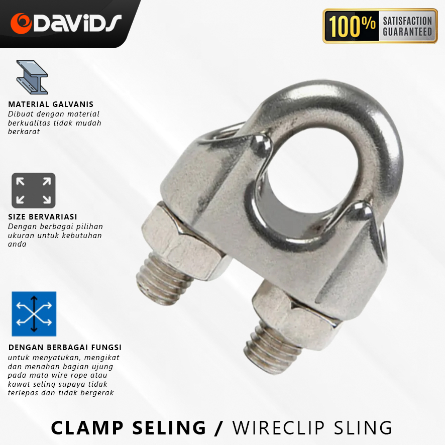 Klem Seling Clamp Sling Kuku Macan Galvanis Wire Rope Clip