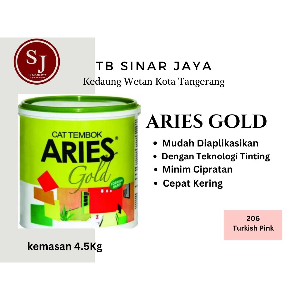 Aries Gold Galon 4.5 Kg Cat Tembok Dinding Plafon Interior - 206 Turkish Pink