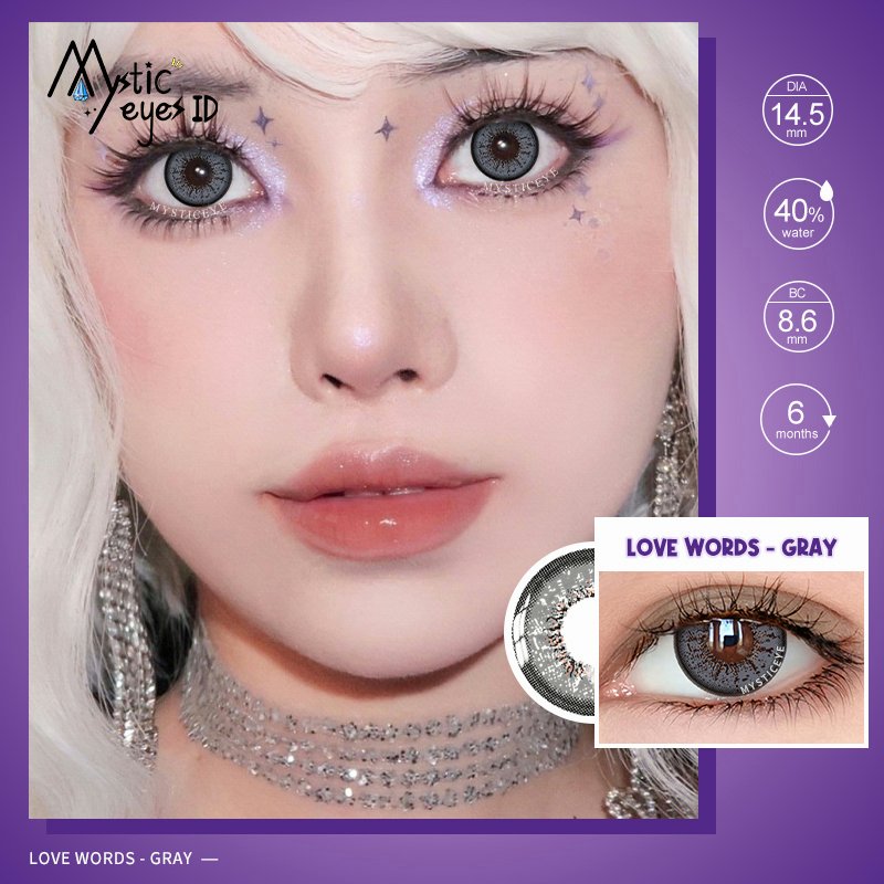 [✅COD] MYSTICEYES SOFTLENS COSPLAY CRAZY LENSA KONTAK WARNA LOVE WORDS COLOR CONTACT LENS 14.5MM (NORMAL)