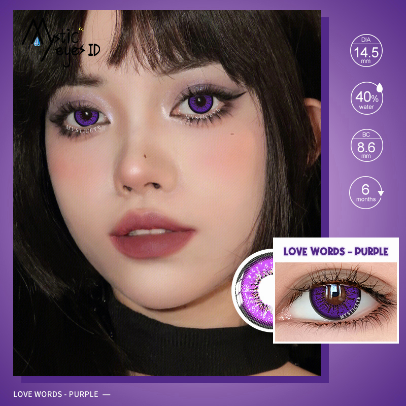 [✅COD] MYSTICEYES SOFTLENS COSPLAY CRAZY LENSA KONTAK WARNA LOVE WORDS COLOR CONTACT LENS 14.5MM (NORMAL)