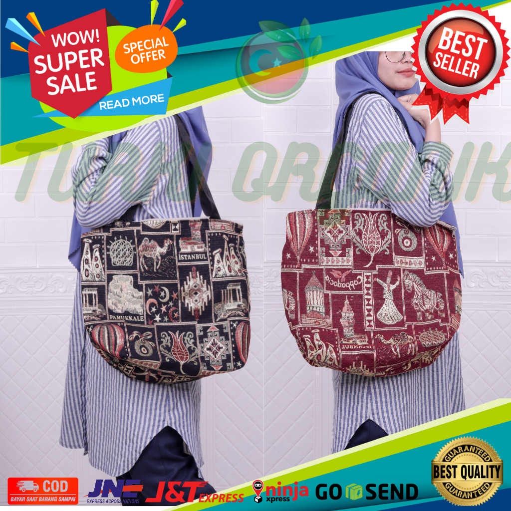 TOTE BAG ASLI 100% TURKI | TAS TOOTBAG ORIGINAL FROM TURKI CAPPADOCIA TAS TOTEBAG BAHAN PERMADANI BORDIR TURKI