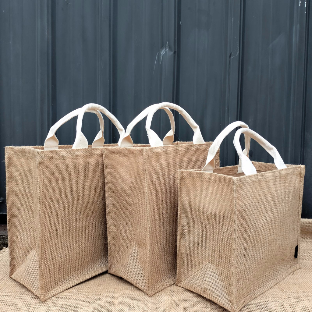 Tas Hamper Goni Resleting Handle Katun Premium Bisa Custom